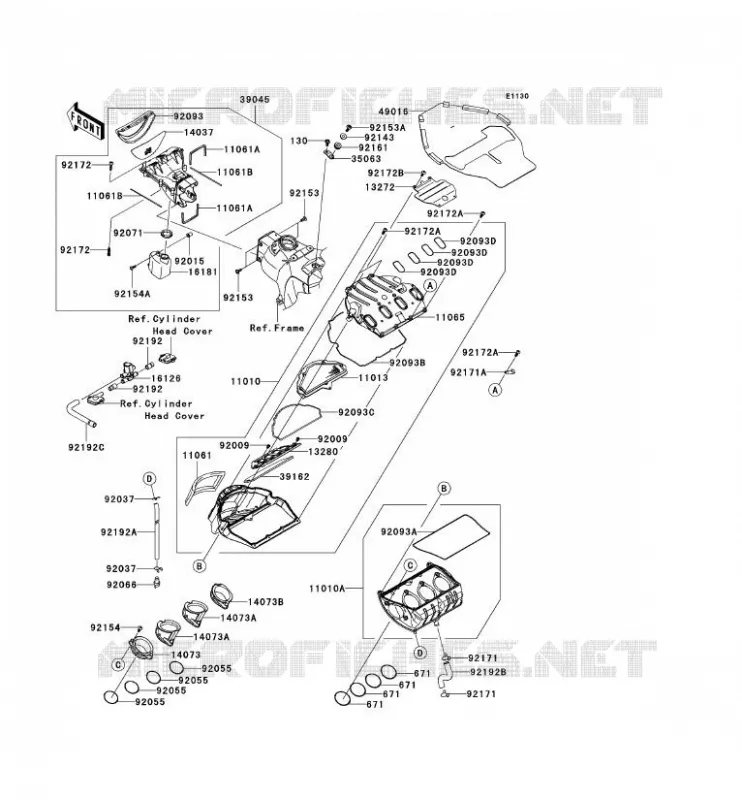 FILTRE A AIR Kawasaki MOTOS 1000 2010 NINJA ZX-10R  ZX1000FAFA