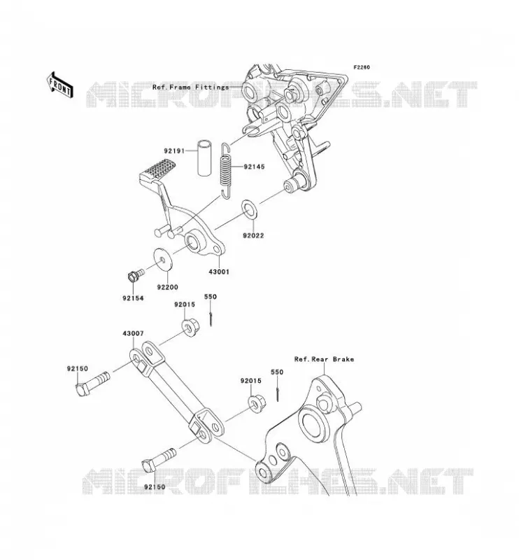 PEDALE DE FREIN/TORQUE LINK Kawasaki MOTOS 1000 2011 Z1000SX  ZX1000GBF