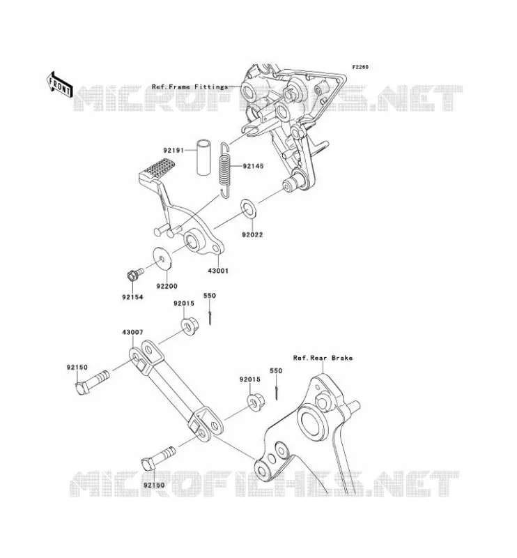 PEDALE DE FREIN Kawasaki MOTOS 1000 2011 Z1000SX  ZX1000GBF