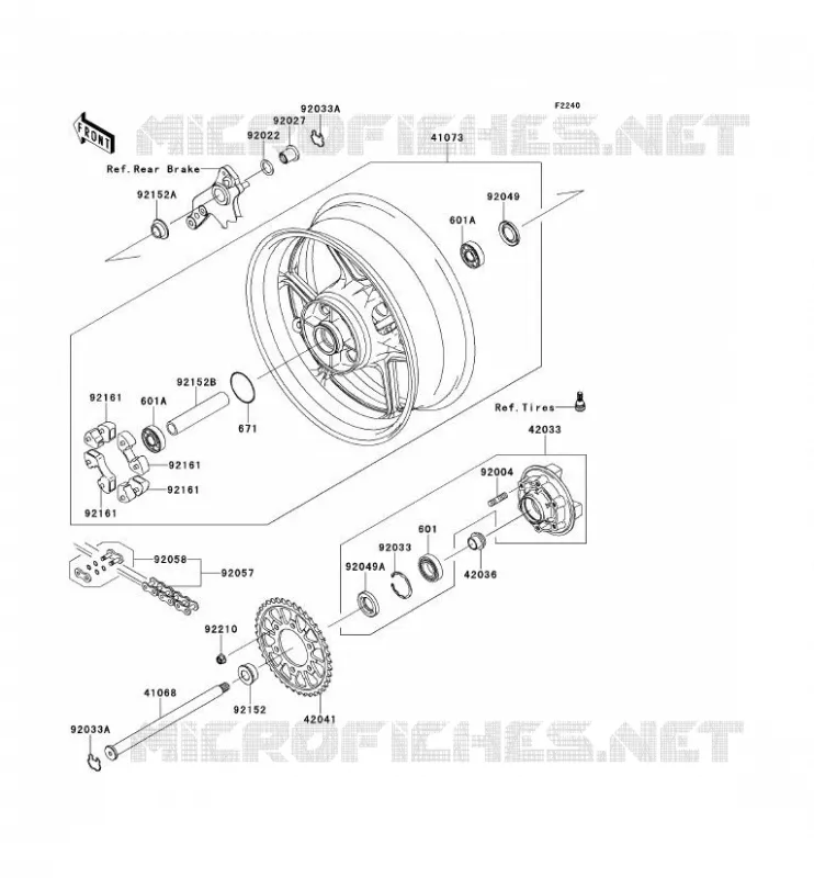ROUE ARRI&Egrave;RE/CHAINE Kawasaki MOTOS 1000 2012 Z1000SX  ZX1000GCF