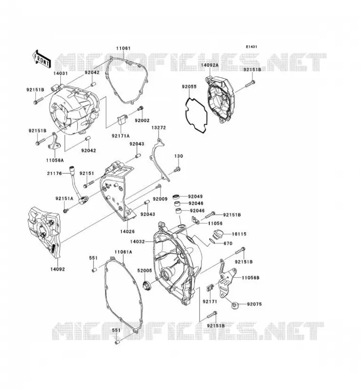 COUVERCLES MOTEUR Kawasaki MOTOS 1000 2013 Z1000SX  ZX1000GDF