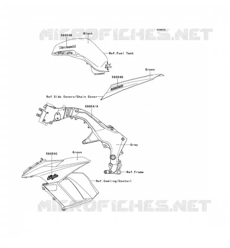 STICKER(GREEN) Kawasaki MOTOS 1000 2013 Z1000SX  ZX1000GDF