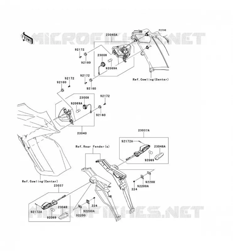 CLIGNOTANTS Kawasaki MOTOS 1000 2011 Z1000SX ABS  ZX1000HBF