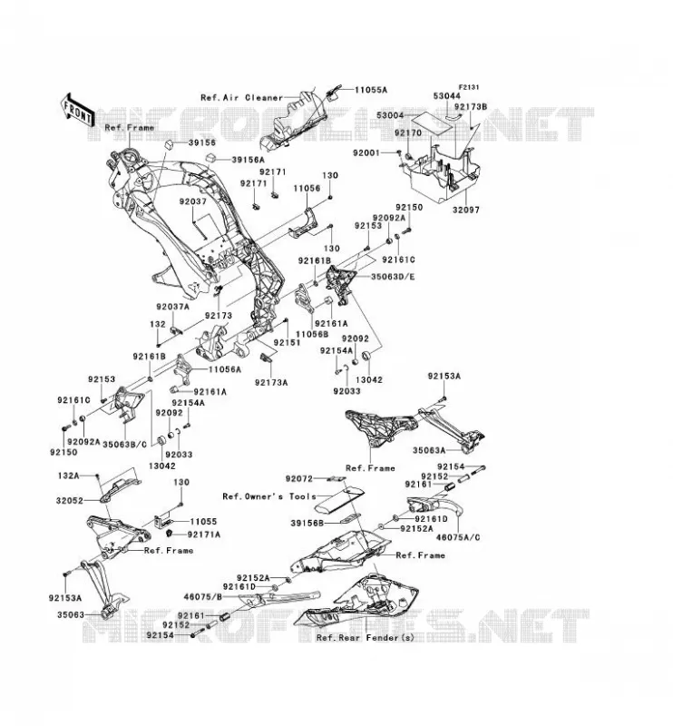 PIECE DE CADRE (COUVERTURE) Kawasaki MOTOS 1000 2011 Z1000SX ABS  ZX1000HBF