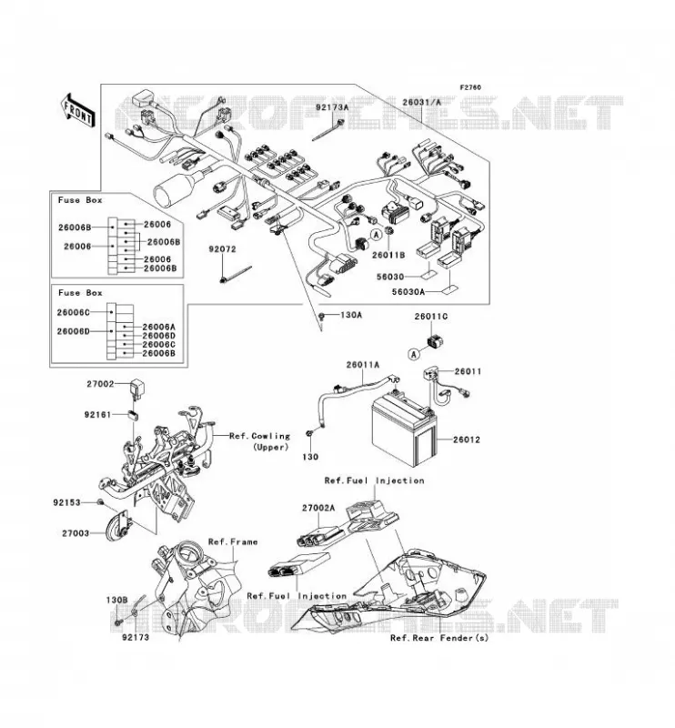 CHASSIS EQUIPMENT ELECTRIQUE Kawasaki MOTOS 1000 2012 Z1000SX ABS  ZX1000HCF