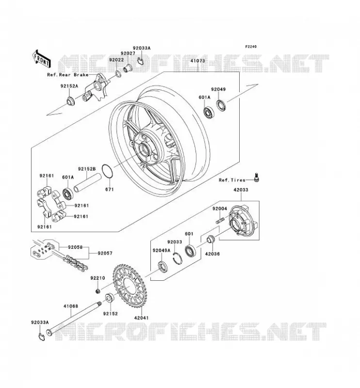 MOYEU ARRIERE Kawasaki MOTOS 1000 2012 Z1000SX ABS  ZX1000HCF