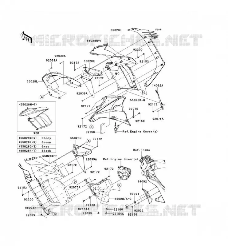 CARENAGE(CENTRALE) Kawasaki MOTOS 1000 2013 Z1000SX ABS  ZX1000HDF