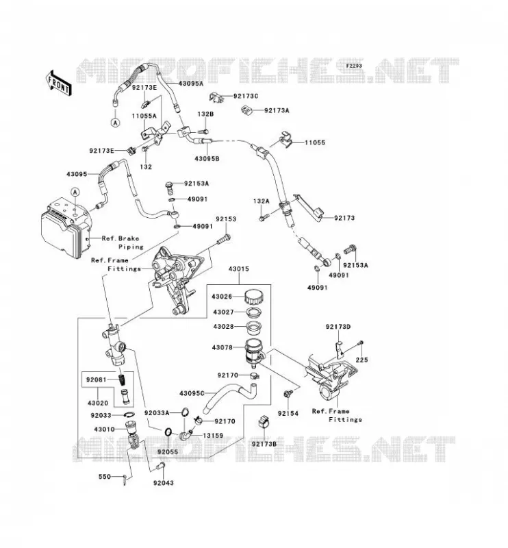 MAITRE CYLINDRE ARRI&Egrave;RE Kawasaki MOTOS 1000 2013 Z1000SX ABS  ZX1000HDF