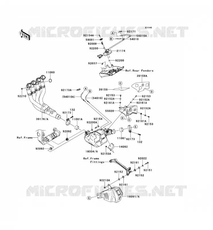 &Eacute;CHAPPEMENT Kawasaki MOTOS 1000 2012 NINJA ZX-10R  ZX1000JCF