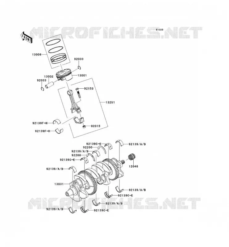 VILEBREQUIN/PISTON Kawasaki MOTOS 1000 2013 NINJA ZX-10R  ZX1000JDF