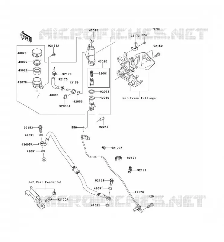 MAITRE CYLINDRE ARRI&Egrave;RE Kawasaki MOTOS 1000 2013 NINJA ZX-10R  ZX1000JDF