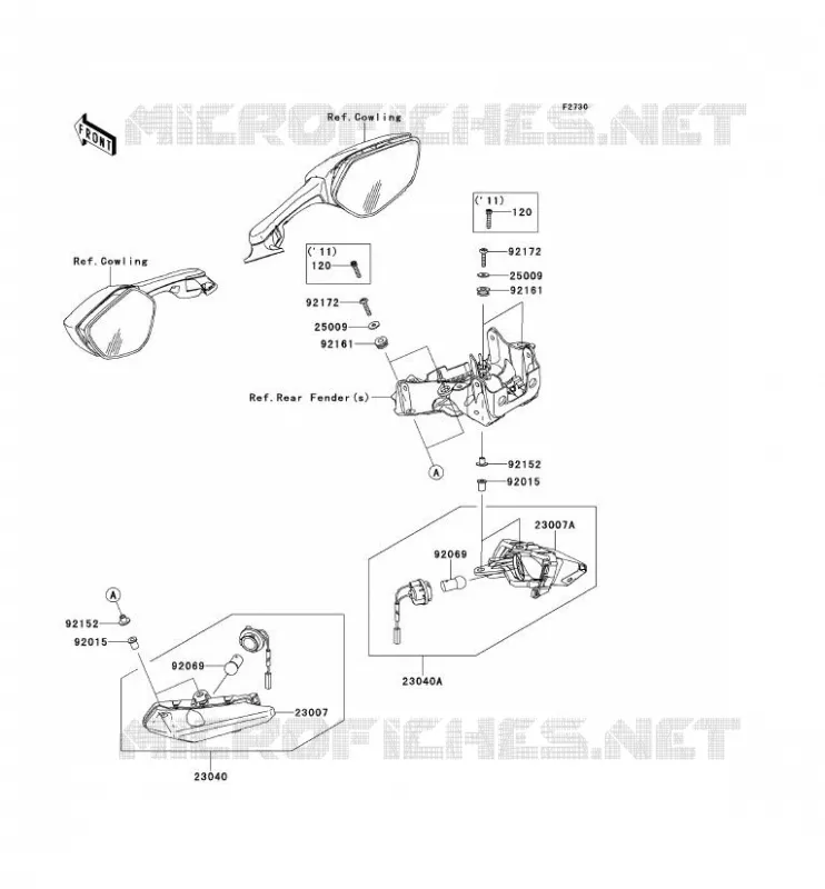 CLIGNOTANTS Kawasaki MOTOS 1000 2013 NINJA ZX-10R  ZX1000JDF