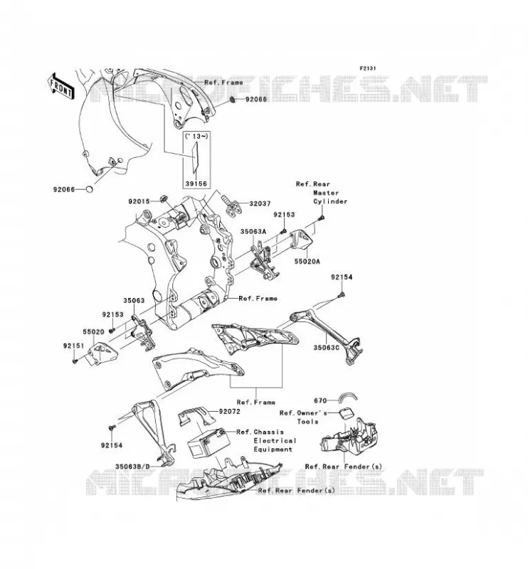 PIECE DE CADRE (COUVERTURE) Kawasaki MOTOS 1000 2013 NINJA ZX-10R  ZX1000JDF