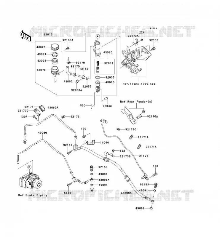 MAITRE CYLINDRE ARRI&Egrave;RE Kawasaki MOTOS 1000 2013 NINJA ZX-10R ABS  ZX1000KDF