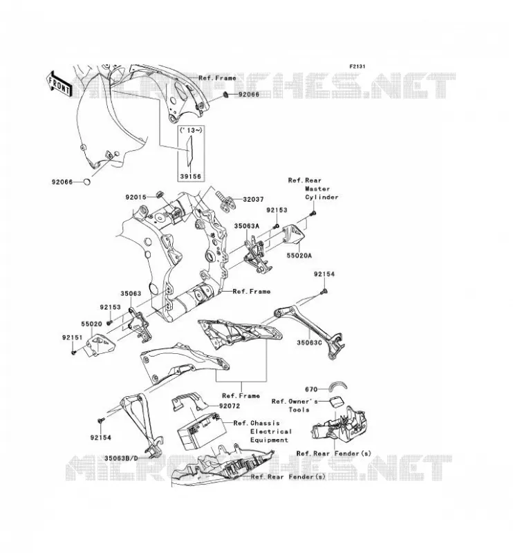 PIECE DE CADRE (COUVERTURE) Kawasaki MOTOS 1000 2013 NINJA ZX-10R ABS  ZX1000KDF