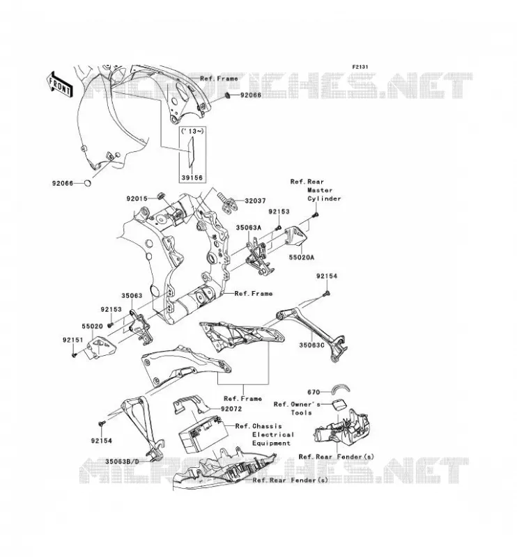 PIECE DE CADRE (COUVERTURE) Kawasaki MOTOS 1000 2014 NINJA ZX-10R ABS  ZX1000KEF