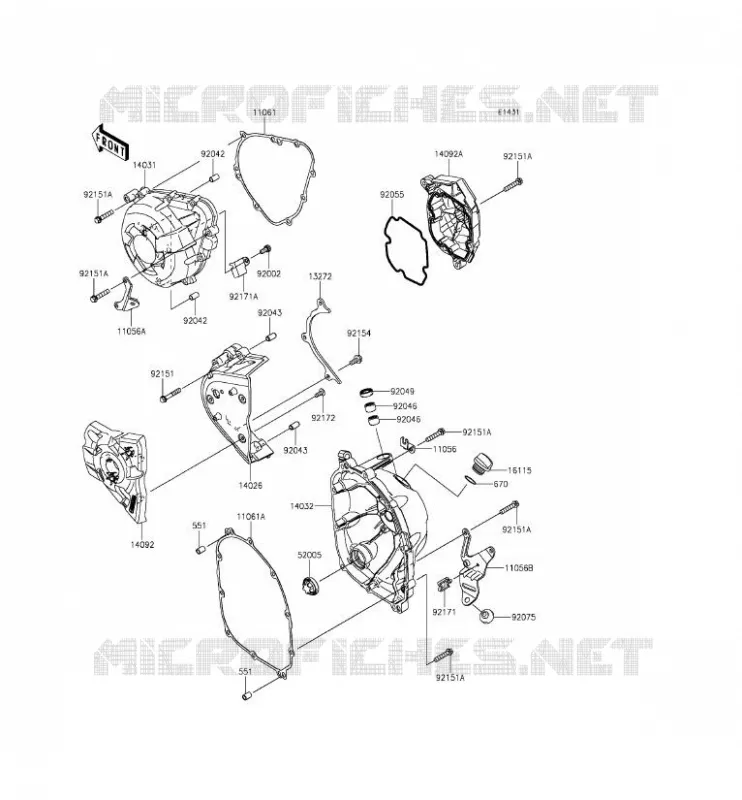 COUVERCLES MOTEUR Kawasaki MOTOS 1000 2014 Z1000SX  ZX1000LEF