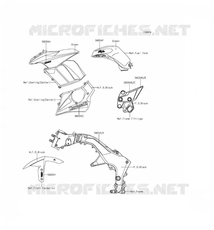 STICKER(GREEN) Kawasaki MOTOS 1000 2014 Z1000SX ABS  ZX1000MEF