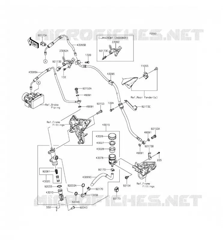 MAITRE CYLINDRE ARRI&Egrave;RE Kawasaki MOTOS 1000 2014 Z1000SX ABS  ZX1000MEF