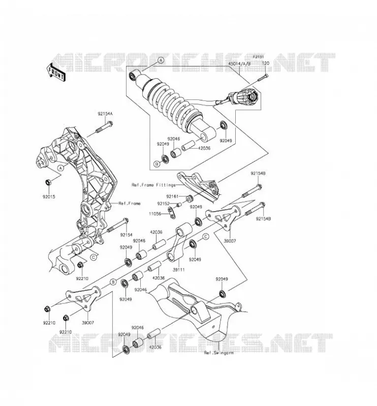 SUSPENSION/AMORTISSEUR Kawasaki MOTOS 1000 2014 Z1000SX ABS  ZX1000MEF