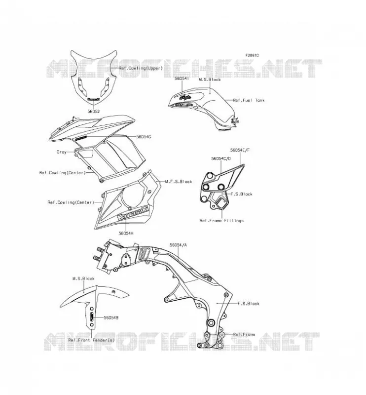 STICKER(GRAY) Kawasaki MOTOS 1000 2015 Z1000SX ABS  ZX1000MFF