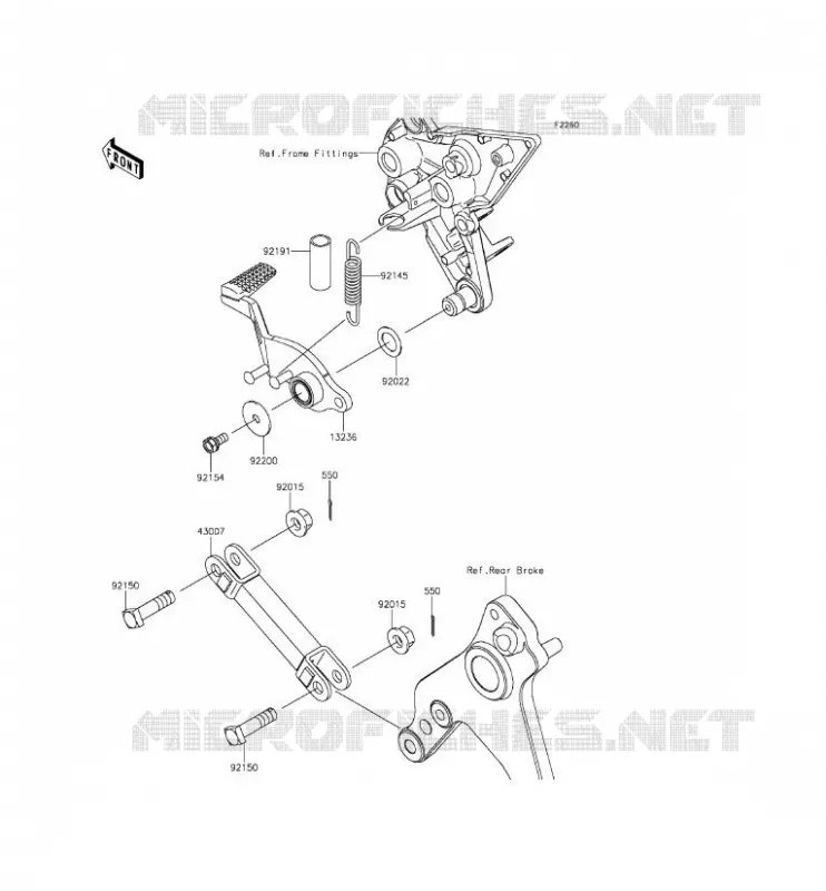 PEDALE DE FREIN/TORQUE LINK Kawasaki MOTOS 1000 2015 Z1000SX ABS  ZX1000MFF