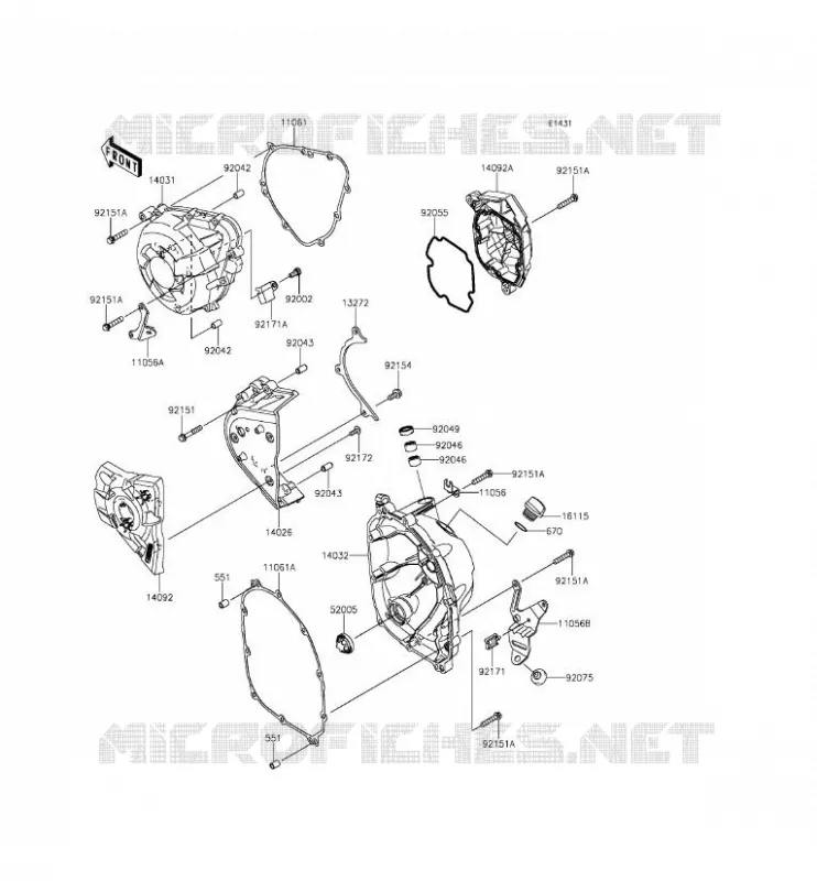 COUVERCLES MOTEUR Kawasaki MOTOS 1000 2015 Z1000SX ABS  ZX1000MFF