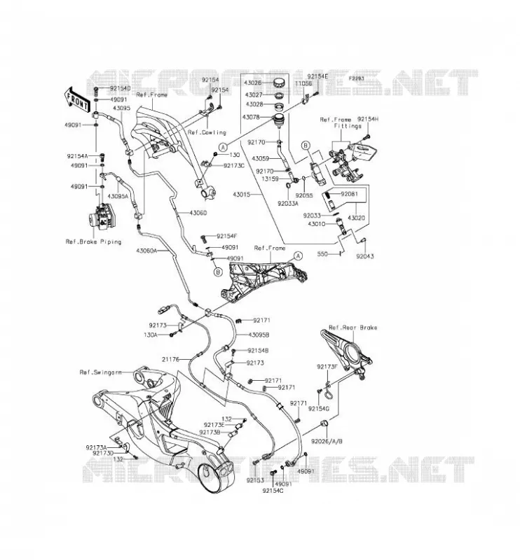 MAITRE CYLINDRE ARRI&Egrave;RE Kawasaki MOTOS 1000 2015 NINJA H2R  ZX1000PFF