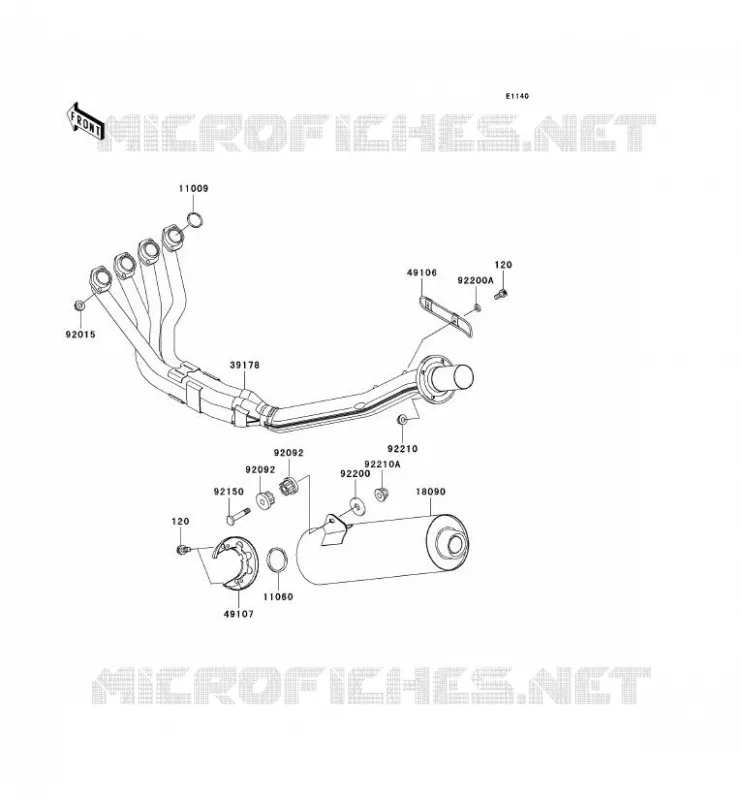 &Eacute;CHAPPEMENT Kawasaki MOTOS 1200 2000 NINJA ZX-12R  ZX1200-A1