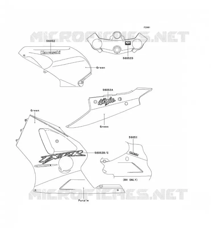 STICKER(C.L.VERT) Kawasaki MOTOS 1200 2000 NINJA ZX-12R  ZX1200-A1H