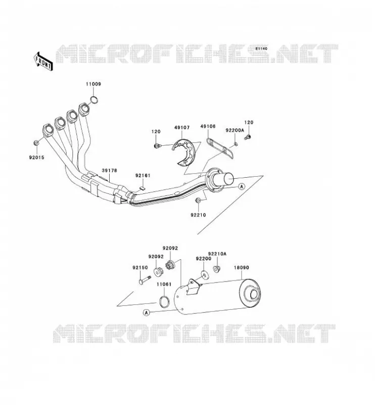 &Eacute;CHAPPEMENT Kawasaki MOTOS 1200 2001 NINJA ZX-12R  ZX1200-A2