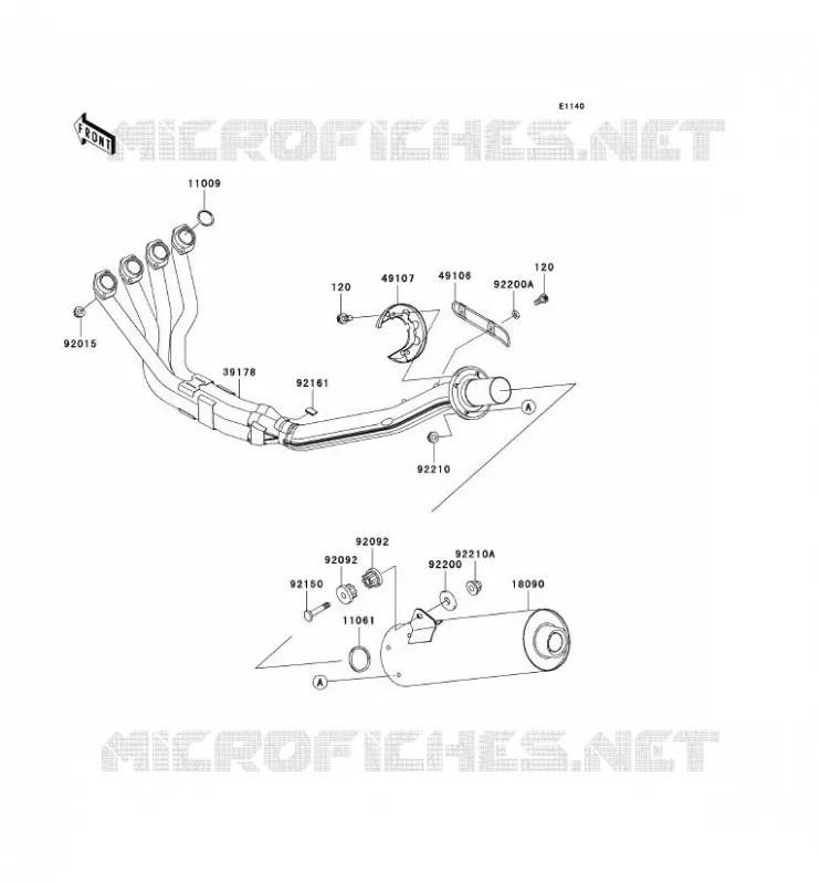 &Eacute;CHAPPEMENT Kawasaki MOTOS 1200 2001 NINJA ZX-12R  ZX1200-A2H