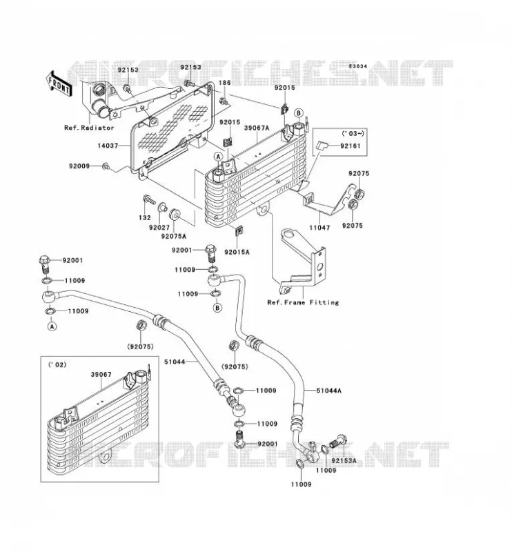 RADIATEUR D'HUILE Kawasaki MOTOS 1200 2002 ZZR1200  ZX1200-C1H