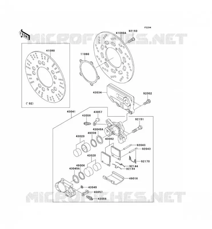 FREIN ARRIERE Kawasaki MOTOS 1200 2002 ZZR1200  ZX1200-C1H