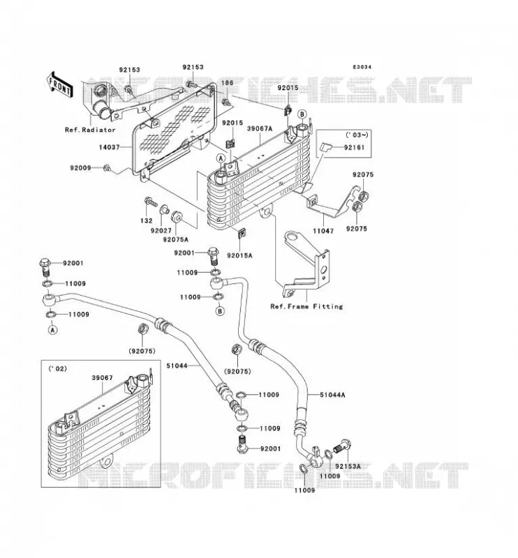 RADIATEUR D'HUILE Kawasaki MOTOS 1200 2003 ZZR1200  ZX1200-C2