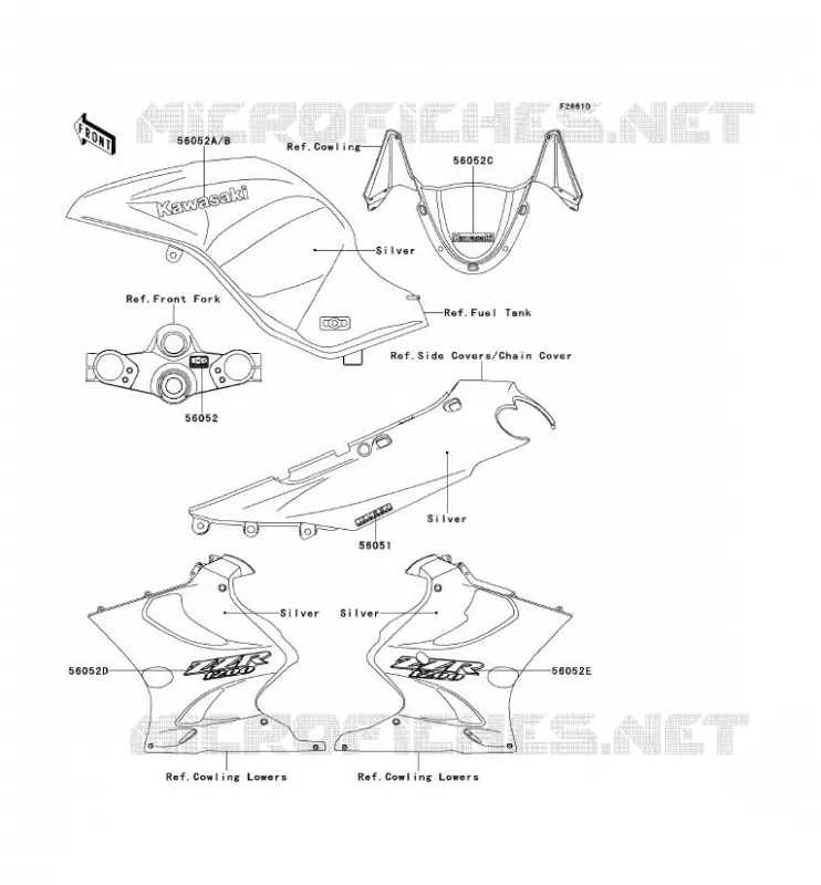 DECALS(SILVER) Kawasaki MOTOS 1200 2003 ZZR1200  ZX1200-C2H