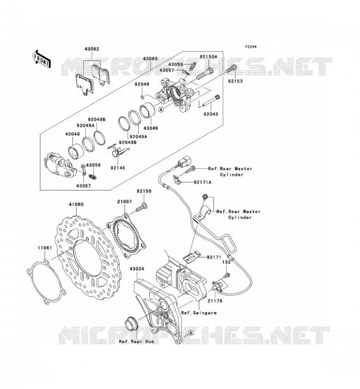 FREIN ARRIERE Kawasaki MOTOS 1400 2006 ZZR1400 ABS  ZX1400B6F