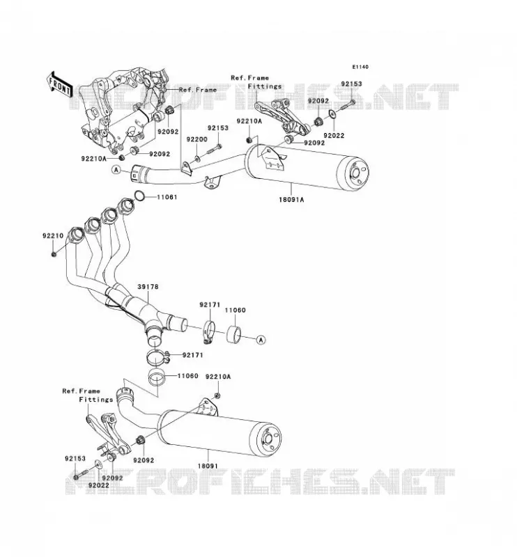 &Eacute;CHAPPEMENT Kawasaki MOTOS 1400 2007 ZZR1400 ABS  ZX1400B7F