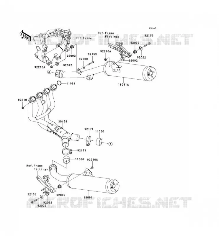 &Eacute;CHAPPEMENT Kawasaki MOTOS 1400 2011 ZZR1400  ZX1400CBF