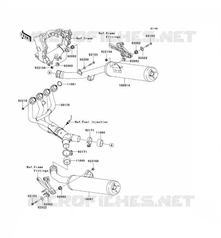&Eacute;CHAPPEMENT Kawasaki MOTOS 1400 2008 ZZR1400 ABS  ZX1400D8F