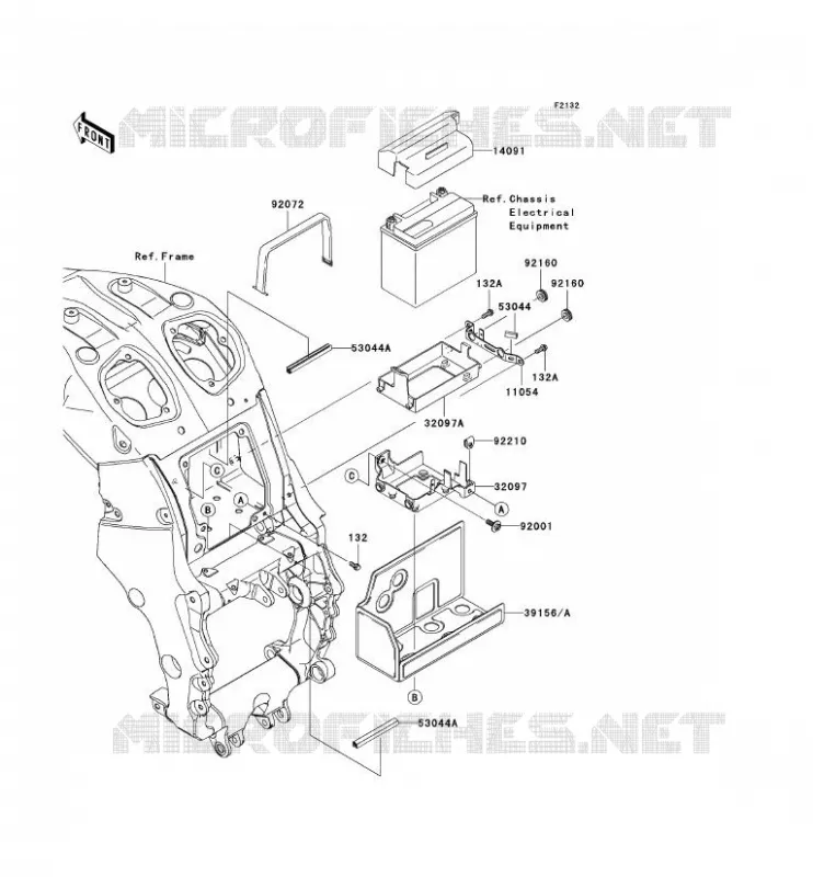 SUPPORT BATTERIE Kawasaki MOTOS 1400 2011 ZZR1400 ABS  ZX1400DBF