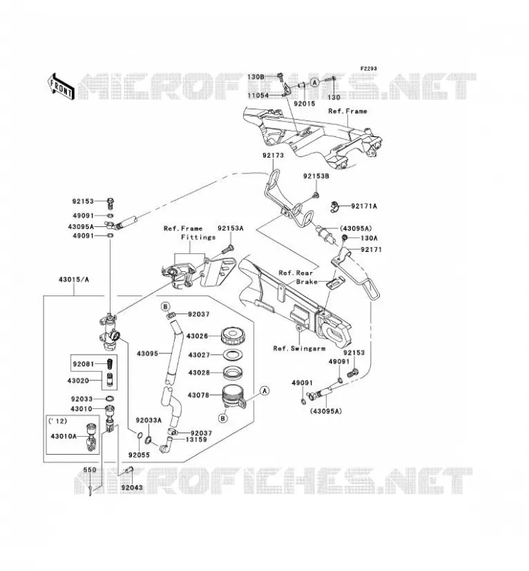 MAITRE CYLINDRE ARRI&Egrave;RE Kawasaki MOTOS 1400 2012 ZZR1400  ZX1400ECF