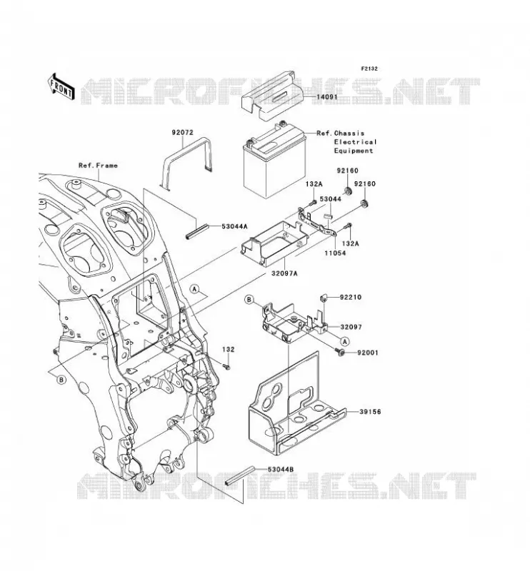 SUPPORT BATTERIE Kawasaki MOTOS 1400 2012 ZZR1400  ZX1400ECF