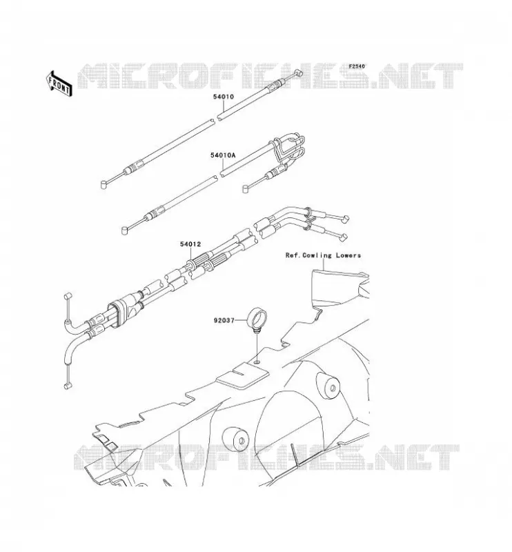 CABLES Kawasaki MOTOS 1400 2012 ZZR1400  ZX1400ECF