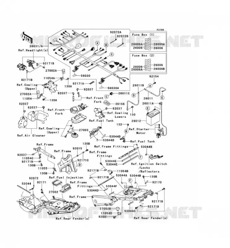 CHASSIS EQUIPMENT ELECTRIQUE Kawasaki MOTOS 1400 2012 ZZR1400  ZX1400ECF