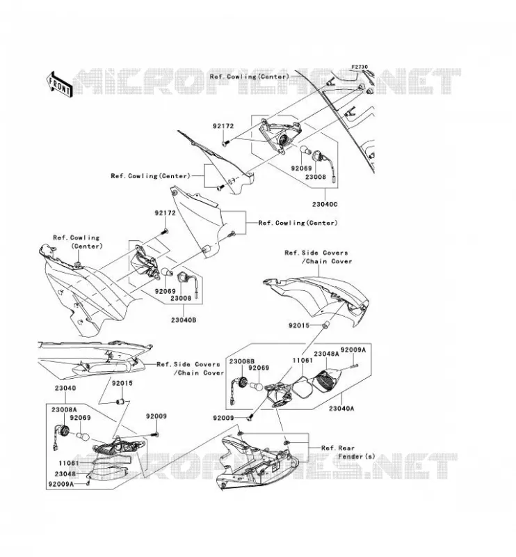 CLIGNOTANTS Kawasaki MOTOS 1400 2012 ZZR1400  ZX1400ECF