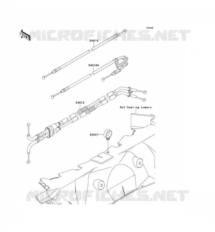 CABLES Kawasaki MOTOS 1400 2012 ZZR1400  ZX1400ECFA