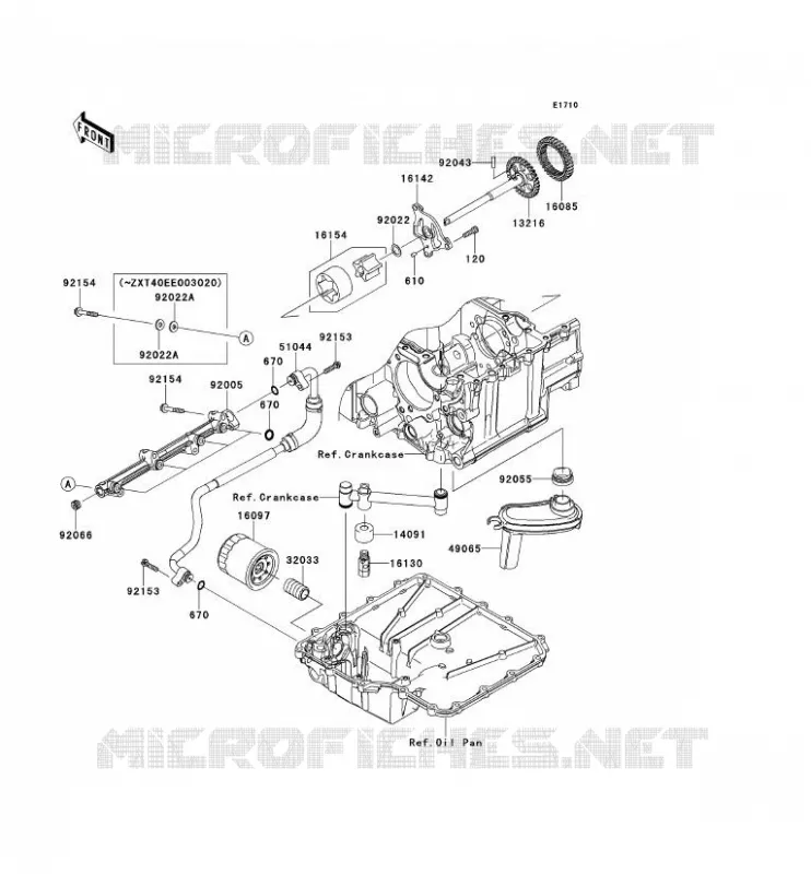 POMPE A HUILE/FILTRE &Agrave; HUILE Kawasaki MOTOS 1400 2013 ZZR1400  ZX1400EDFA