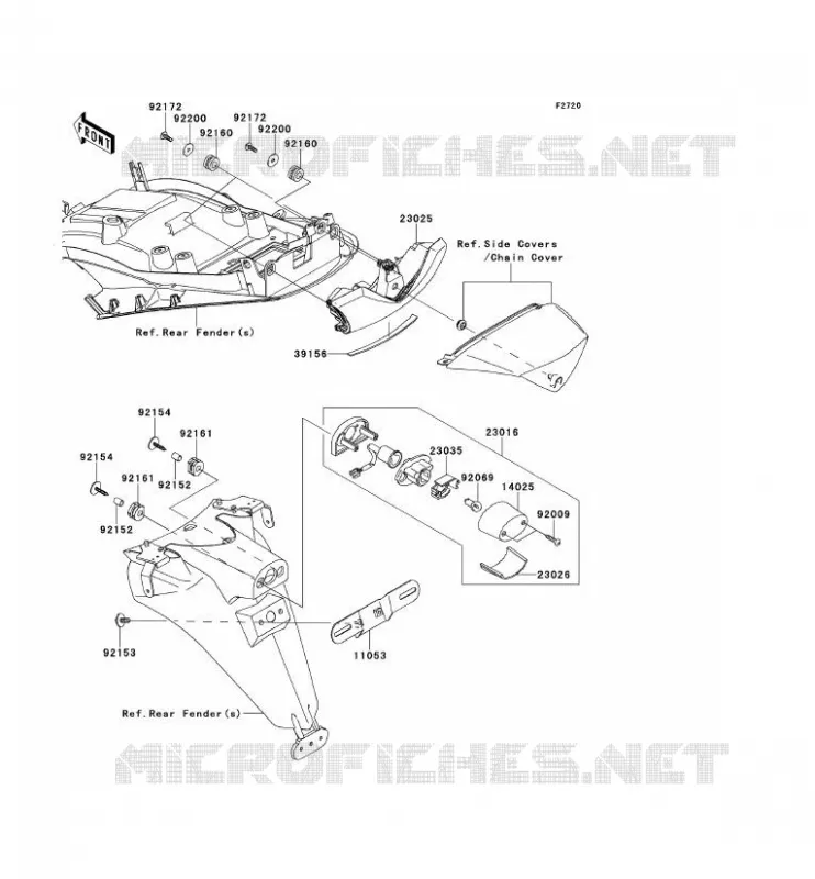 FEUX ARRI&Egrave;RE(S) Kawasaki MOTOS 1400 2013 ZZR1400 ABS  ZX1400FDF