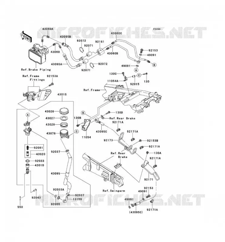 MAITRE CYLINDRE ARRI&Egrave;RE Kawasaki MOTOS 1400 2013 ZZR1400 ABS  ZX1400FDF